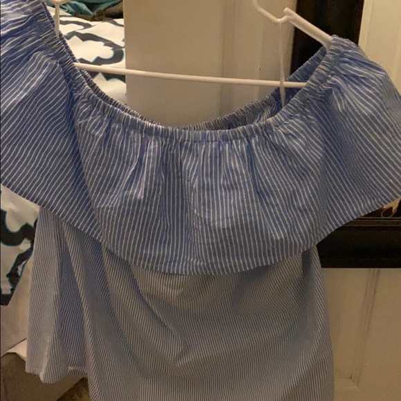 Lucky Brand blue/white striped off the shoulder - Picture 1 of 3